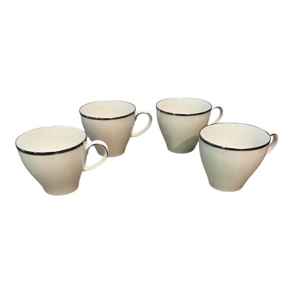 Set Of 4 Noritake Ivory China IVONNE Coffee Teacups 7522 Japan Gold Trim Vintage - Picture 2 of 8